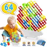 VICTERR 64PCS Spiel, Tetris Balance Spielzeug Tower Game, Kreatives Stapelspiel, Stapelblöcke Balancing Spiel für Jungen und Mädchen ab Jahre 3 +