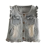 Mud Kingdom Süß Kleinkind Mädchen Jeans Weste Mode Hellblau 4 Jahre