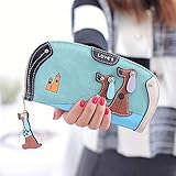 Hund Frauen Geldbörsen Comic-Geldbörse Designer berühmte Frauen Marke Geldbörse Zwei Geldbörsen Damen Blau (Blue, One Size)