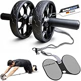 ALPHAKRAFT® - Bauchroller mit Hilfsband und Knieschoner | Premium AB Roller/Bauchtrainer für Zuhause | Bauchmuskeltrainer Roller | AB Wheel/Bauch Trainingsgerät inkl. Trainingsplan