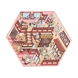 ETUCYNG Selbstklebende Häuser, Cartoon-Szenenaufkleber, visuelles Stapeln – Miniatur-Szene, 3D-Aufkleber für Landschaft, Familie, Freunde, Mädchen