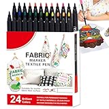 SVCEQZE Stoffmarker,12/24 Farben Stoffmalfarbe Marker - Waschbare Textilmalstifte Für Schuhe Baumwolle Polyester Wäsche Graffiti Outdoor Haushalt Keramik