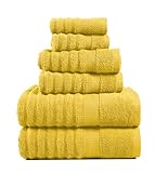 LANE LINEN Badetuch-Set – weich und saugfähig, gerippt, 100% Baumwolle Handtücher für Badezimmer, Hotel, Körper & Spa – 2 Badetücher große Größe, 2 Badetücher und 2 Waschlappen (6-teiliges Set) –