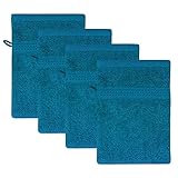 Class Home Collection Waschhandschuhe 16x21 cm | Frottee Waschlappen Set | 4er Waschhandschuh | 500 g/m² | 100% Baumwolle | Petrol