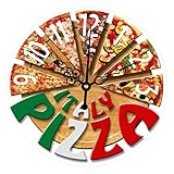 Vaguelly Moderne Große Wanduhr Mit Lustigem Pizza Als Restaurant Wanduhr Oder Wanddekoration Für Batteriebetriebene Uhr Batterie