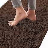 Gorilla Grip Weicher, saugfähiger Plüsch-Badteppich, 91 x 61 cm, Mikrofaser trocknet schnell, luxuriöser Chenille, zottelig, maschinenwaschbar, Badezimmerteppich, Teppiche für Badewanne und