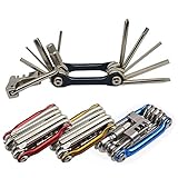 Senven 11-in-1 Klapp-Fahrrad-Reparaturwerkzeug, tragbar, multifunktional, Fahrrad-Reparaturwerkzeug, leichtes und kompaktes Mini-Fahrrad-Reparaturwerkzeug, aus Edelstahl, Schwarz