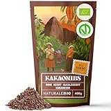 NaturaleBio Roh Kakao Nibs 400g. Organic Raw Cacao Nibs. Rohkost, natürlich und rein. Produziert aus der Theobroma Cocoa Pflanze. Quelle für Magnesium, Kalium und Eisen.