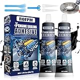 ROFPM 2 * 50ML Dichtmasse Motor Schwarz, Hitze und Ölbeständig, +300°C Hochtemperatur Silikon Reparatur Dichtung, Zylinderkopfdichtung Dichtmittel, Flüssig Motorblock Getriebe Auto Dichtung Ölwanne