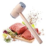 KADAX Fleischhammer, Schnitzelklopfer aus Holz, doppelseitiger Fleischklopfer, Schnitzelhammer mit Metallende, runder Klopfhammer für Schnitzel und Rindfleisch