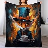 LTTTT Fuchs Flannel Decke, Digitaldruck Kuscheldecke, Weich Wohndecke, Sofadecke Decken Für Kinder Jungen Erwachsene 150×200cm
