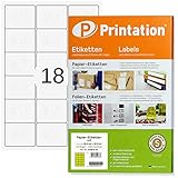 Printation Adress-Etiketten für Briefumschläge 63,5 x 46,6 mm - 450 63,5x46,6 Adressetiketten selbstklebend auf 25 DIN A4 Bogen 3x6 / 18 pro Blatt - Adressaufkleber abgerundete Ecken - 4501 4265 L7161