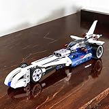 Drag Racing Auto aus CaDA Baustein-Set mit Rückziehfunktion, Sportwagen Steck-Bausatz DIY Pull-Back Spielzeug, Modellbausatz Car, Fahrzeug aus Klemmbausteinen, Technik-Bausatz für Kinder u. Erwachsene