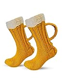 FGFD&OU Lustige Socken Herren Damen Bunte Stricksocken Winter Dicke Warme Socken Unisex Kuschel Thermosocken Grobstrick Weihnachtssocken Weihnachtsgeschenke für Männer und Frauen (Gelb, 39-46)