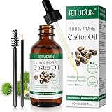Rizinusöl Bio 60 ml, 100% rein - Castor Oil, Bio-Kaltgepresstes Rizinusöl für Haarwachstum, Natürlich Rizinusöl für Körper, Nägel, Wimpern und Augenbrauen
