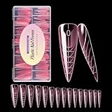 BNG 150 Stück doppelte Nagelformen für Gel Nagelverlängerung Gelnail Builder, professionelle Polymer-Gel Nagelverlängerungsform Vollabdeckung Acryl-Nagelformen Schnelles Aufbauen, TP-TI14G rosa