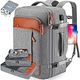 Lumesner Handgepäck-Rucksack, extra groß, 40 l, Flugzugelassen, Reiserucksack für Männer und Frauen, erweiterbar, großer Koffer-Rucksack mit 4 Packwürfeln, wasserabweisender Gepäck