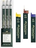 Faber-Castell 136030 - 3er Set Druckbleistifte TK-FINE 9760, Minenstärken: 0,35 mm; 0,5 mm + 0,7 mm, Schaftfarbe: grün | Eco Bundle mit Ersatzminen HB