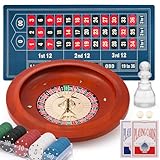 Proshine 27,9 cm Roulette-Rad-Set: Solides Roulette-Rad mit 120 x 60 cm Roulette-Tisch-Layout, Filzmatte, 100 ABS-Poker-Chips, Roulette-Gewinnmarker, 2 Spielkartendecks, Casino-Spielsets