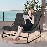OVLRIJP Loungesessel Outdoor, Outdoorsessel, Doppelliege Outdoor, Gartensessel mit 8cm Auflage Abnehmbar, Gartenliege 2 Personen, Relaxsessel für Garten,Terrasse (Schwarz)