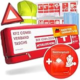 PURAHELP KFZ Kombitasche nach aktueller Norm 2025 DIN 13164 (StVO konform) - Inkl. Warndreieck, Warnweste - Verbandskasten Warndreieck Set Auto Verbandskasten 2025