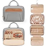 COOSKY Reise-Kulturtasche für Damen und Herren, mit Schmuck-Organizer-Fach und wasserdichter Tasche, hängendes Make-up-Zubehör, Kosmetikutensilien, Toilettenartikel, Dopp Kit Set mit Trolley-Gürtel,