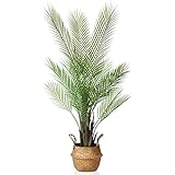 Kazeila Künstliche Pflanzen Groß Areca Palme 120cm Kunstpflanze Groß im Topf Kunstpalme Fake Pflanzen Plastik Pflanze Dekor(1Pack)