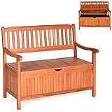 COSTWAY Gartenbank Holz mit Stauraum, Holzbank für 2-Sitzer bis 360kg belastbar, Balkonbank mit abnehmbarem Innensack, Sitzbank für Garten, Balkon, Terrasse