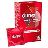 Durex Gefühlsecht Classic Kondome – Dünne Kondome mit anatomischer Easy-On-Form & mit Silikongleitgel befeuchtet – 20er Pack (1 x 20 Stück)