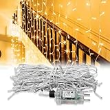 Froadp 10m LED Lichterkette mit 8 Beleuchtungsmodi für Innen Außen Weihnachtsbeleuchtung Dekorationen mit Speicherfunktion Wetterfest Regenkette für Garten Balkon Fenster Räume (Warmweiß, 400 LEDs)