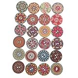 Homoyoyo 100Stücke Boho Holzknöpfe mit Blumenmalerei DIY Nähknöpfe Vielseitige Holzverzierungen für Bastelprojekte Zufällige Farben für Kleidung und Dekoration