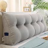 ZF YLYH Kissen Bett Rückenkissen Lesekissen für Bett Rückenlehne Kissen Rückenpolster Abnehmbar Bequemes Lendenkissen Sofa Rückenkissen Keilkissen mit Tasche(Gray,80 * 50 * 20cm)
