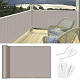 HENG FENG Balkon Sichtschutz 0.8x6m，HDPE Balkonverkleidung wetterfest, UV-Schutz, Atmungsaktiv,mit Kabelbinder,Taupe