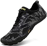 SAGUARO Barfußschuhe Herren Trail Laufschuhe Damen Indoor Outdoor Sport Fitnessschuhe Leicht Zehen Wander Trekking Schuhe für Frauen Männer Schwarz Gr.43