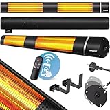 Monzana® Infrarot Heizstrahler Goldröhre 3000W App Steuerung 3 Stufen Fernbedienung Outdoor Wärmestrahler Terrassenheizer Terrassenstrahler Schwarz