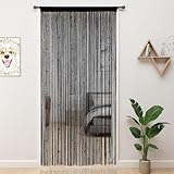 ElevaPulse Fadenvorhang Fliegenvorhang Tür Insektenschutz Balkontür Terrassentür, 100x200 cm Schwarz, Glitzernde Perlenvorhang für Raumteiler Fensterdekoration