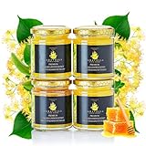 4x Lindenhonig 250g Italienisch Caravella Fine Food | Cremig Leicht Blumig & Kräuterig Roh Unpasteurisiert| Natürliche Antioxidantien & Enzyme Wohltuend & beruhigend | Ideal für Tee Frühstück Wellness