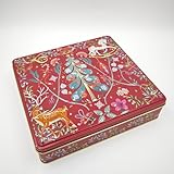 Xmas Ornaments rot - Weihnachtsdose, Keksdose, Blechdose mit vielen Details - lebensmittelecht - Vol. 1,9l - Maße: (L x B x H): 23,0 x 21,5 x 4,2cm
