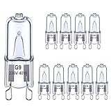 Ugvmn G9 Halogenlampen Backofenlampe 40W, GU9 Klare Kapselbirne Warmweiß 2700K, Ofenbirne Kein Blitz, G9 Bi-Pin Base Kein Flimmern, Dimmbar, 350°C Hitzetolerante, 10er Pack