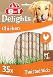 8in1 Delights Chicken Twisted Sticks - gesunde Kaustangen für Hunde, hochwertiges Hähnchenfleisch eingewickelt in Rinderhaut, 35 Stück