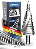 STONE REEF Stufenbohrer Profi aus HSS Stahl - [15 Stufen | Ø 4-32mm] - Kegelbohrer, Schälbohrer, Metall, Lochbohrer, Blechbohrer, Kunststoffbohrer, Lochfräser, Fräsbohrer, Lochschneider