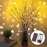 FAOKZE Set Lichterbaum Aussen, Innen 60LEDs Braun wasserdichte Lichterzweige 70CM Warmweißes Zweiglicht mit Batteriebetrieben LED Lampe Zweige Dekoration für Weihnachten Ostern Deko Halloween