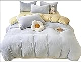 Bedding Milk Velvet 4-teiliges Bettwäsche-Set, verdickter doppelseitiger Fleece-Bettbezug, warme Flanell-Bettwäsche für den Winter (Weiß, Queen-Size-Bett)