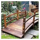 Garten-Fußbrücke aus Holz mit Sicherheitsgeländern für großen Hinterhof, dekorativer Teichbogen, Gartenbrücke für den Außenbereich, Bachläufe, 140 x 60 x 46 cm