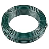 Flandria Eisendraht, kunststoffbeschichtet, grün, Ø 2,4 mm, Rolle 50 m, PVC-beschichteter Metalldraht, für Garten-Blattschrauben, Spanndraht, Zaun, Basteln