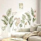 wondever Wandtattoo Boho Palmen Blätter Wandaufkleber Tropische Pflanzen Grün Wandsticker Wanddeko für Schlafzimmer Wohnzimmer Flur Sofa Hintergrund