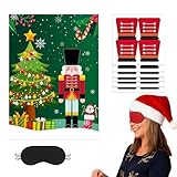 Christmas Party Games Pin The Hat Interactive Toy On Nutcracker Game for Family Home Festival Gathering Birthday Holiday Celebration Fun