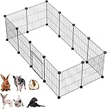 LANGXUN Schwarz FreigehegeInnengehege aus Metall Kleintierauslauf Kleintiergehege Kleintierk?fig f¨¹r Kaninchen, Meerschweinchen K?fig Gehege (43X32 12PCS)