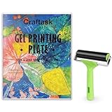 Wiederverwendbare Gel-Druckplatte – 20,3 x 25,4 cm Gelplatte mit Pressgummi-Brayer-Walze, Druckzubehör für Kartenherstellung, Kunst und Handwerk, Scrapbooking und Journaling