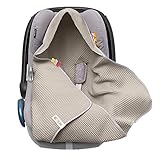 Mikos Einschlagdecke aus Waffelstoff für den Sommer 100% Baumwolle Babydecke für Autositz Kuscheldecke Kinderwagedecke Für Kinderwagen Buggys z.B. Maxi Cosi Rosa Beige 3 Punkt Gurt (38)(Beige)